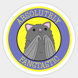 Illustrated Bat Absolutely Fangtastic Animal Pun Sticker